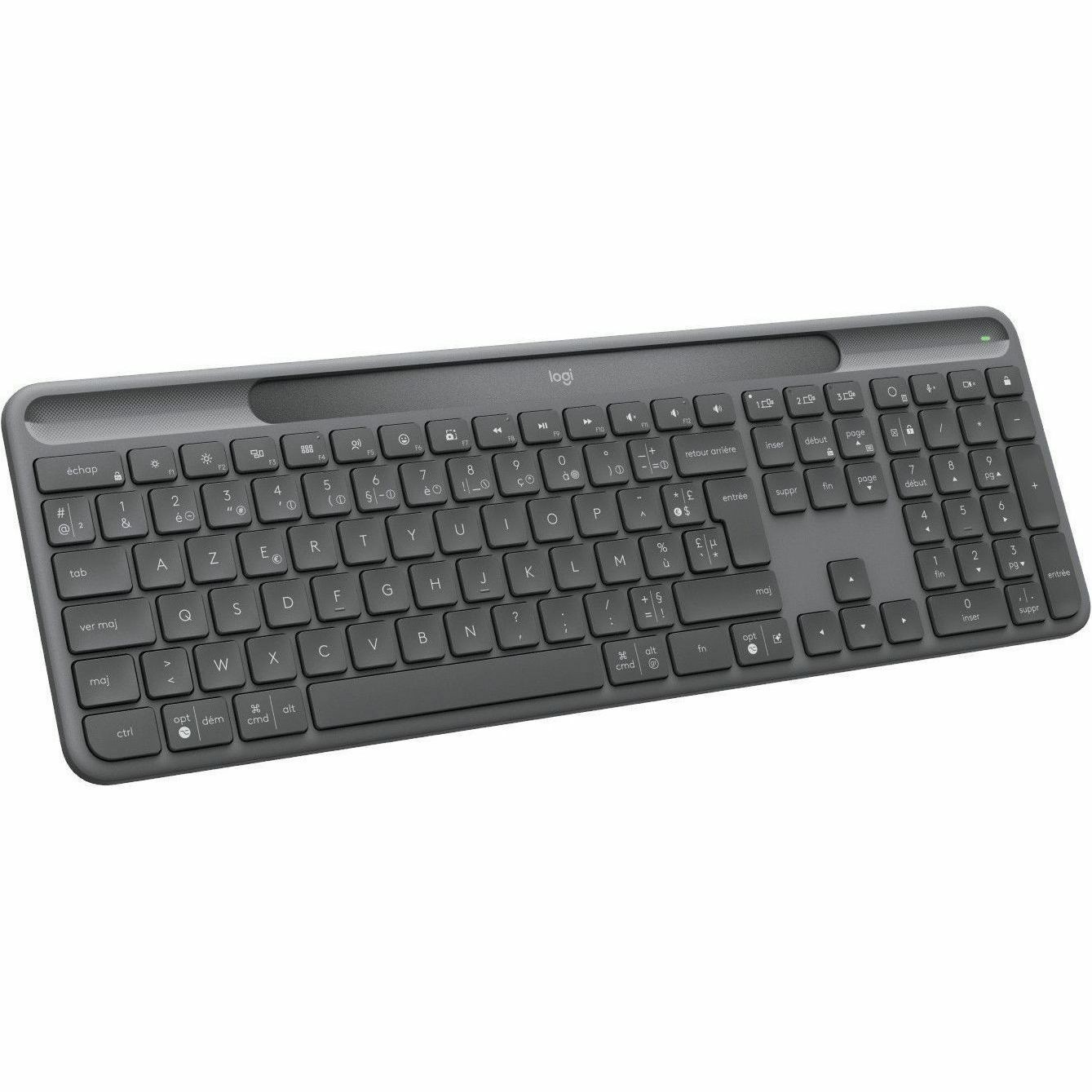 Logitech Signature Slim Solar+ K980 Toetsenbord - Full-size - Draadloos Verbinding - USB Type C Interface - Frans - AZERTY indeling - Grafiet
