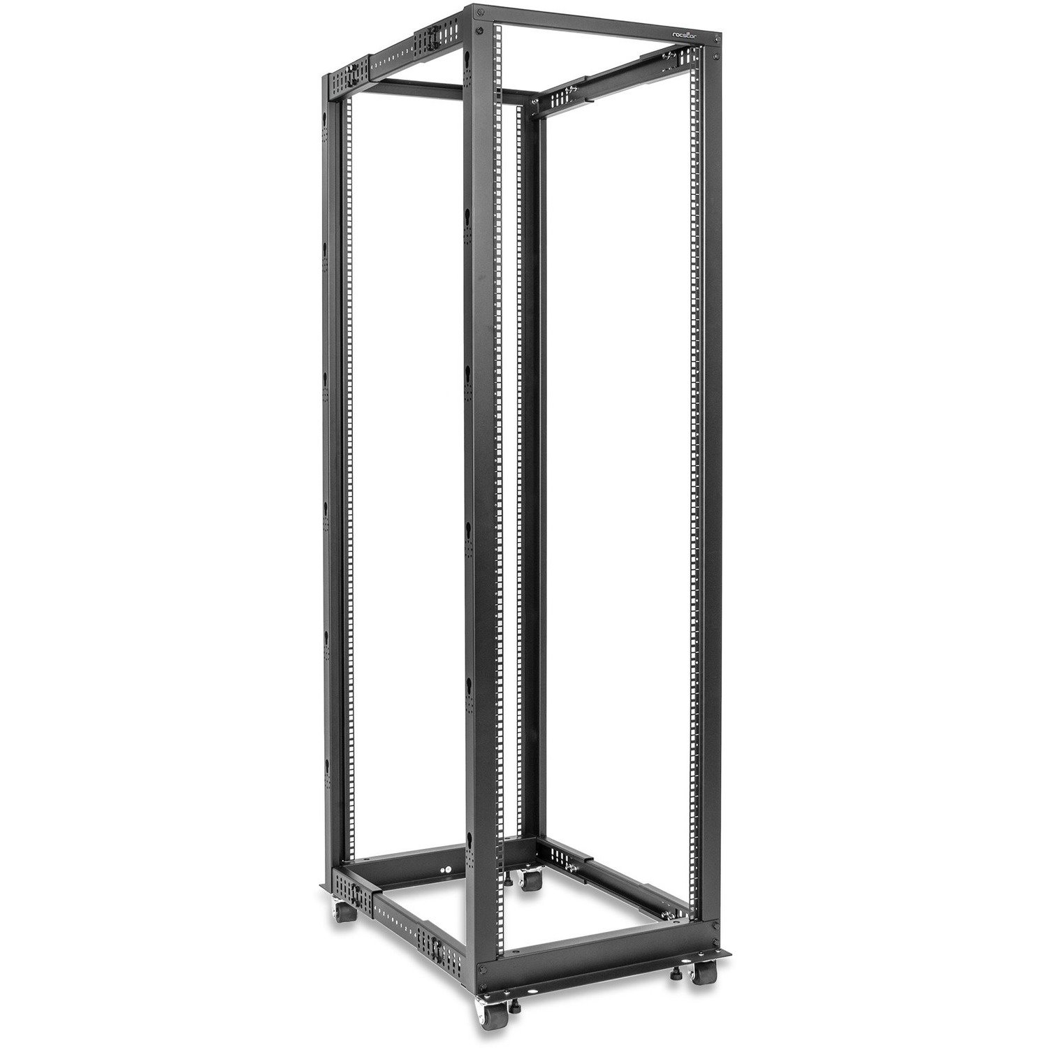 SolidRack 42U Adjustable Depth Open Frame 4 Post Rack w/ Casters