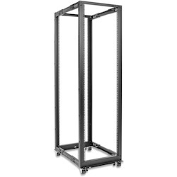 SolidRack 42U Adjustable Depth Open Frame 4 Post Rack w/ Casters