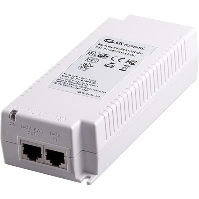 Microchip Single Port, High Power Gigabit Midspan, 802.3at Compliant with Surge Protection,with power cord