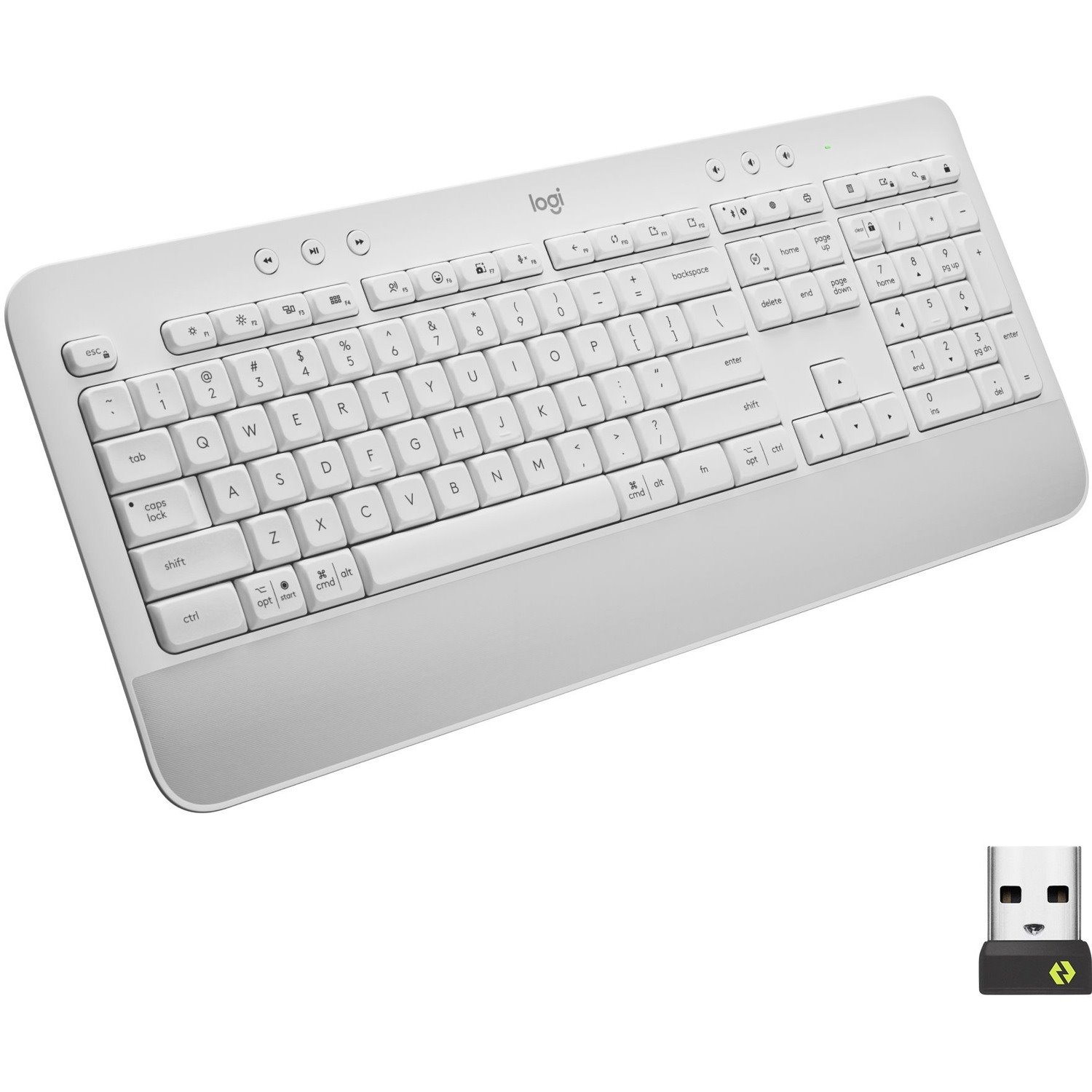 Logitech Signature K650 Comfort Full-Size Wireless Keyboard with Wrist Rest, BLE Bluetooth or Logi Bolt, Off-white