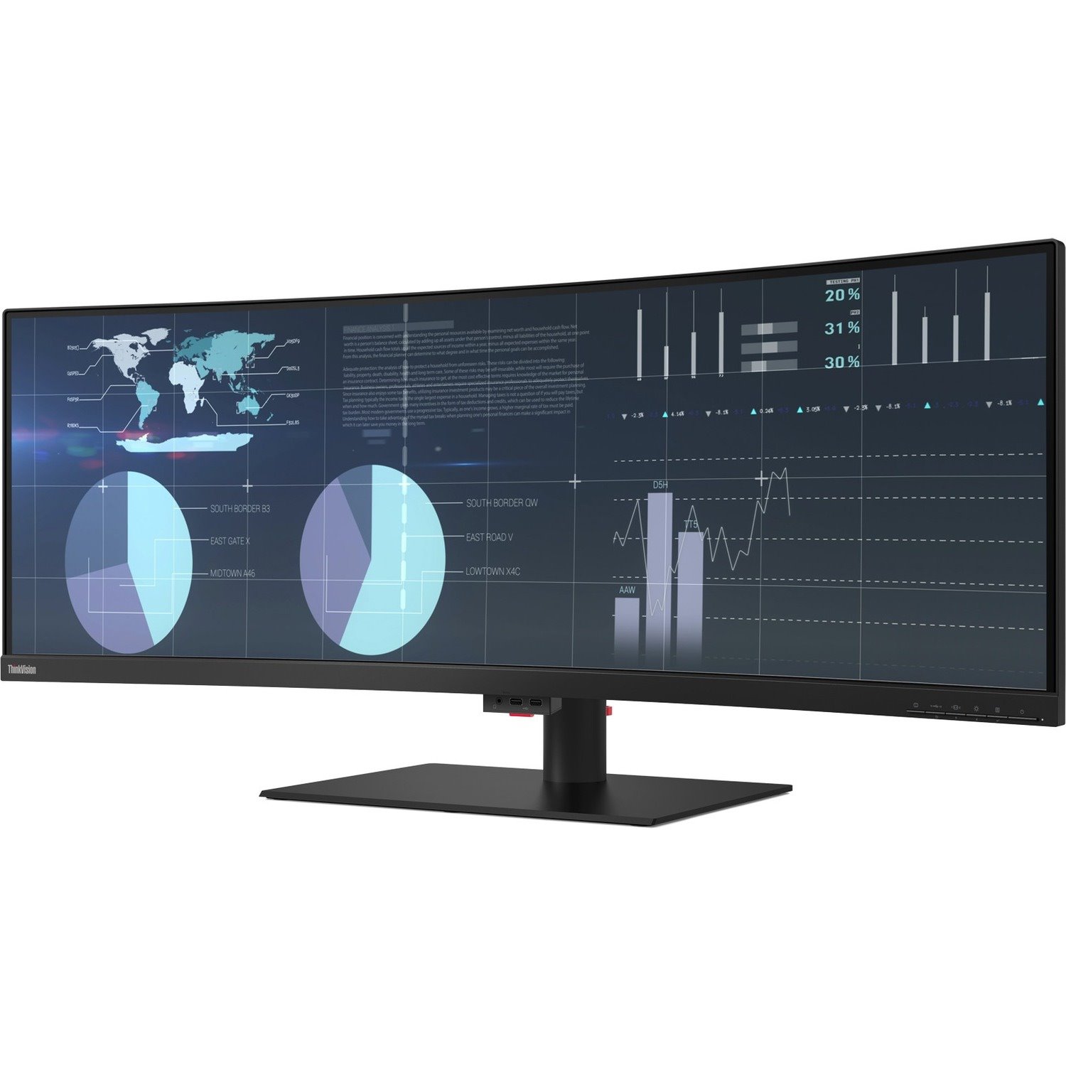 Lenovo ThinkVision P44w-10 44" Class WQUXGA LCD Monitor - 32:10 - Raven Black