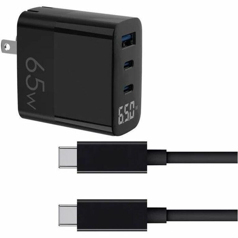 4XEM 65W 6FT USB-C to USB-C Triple USB GaN Charging Kit - with Display
