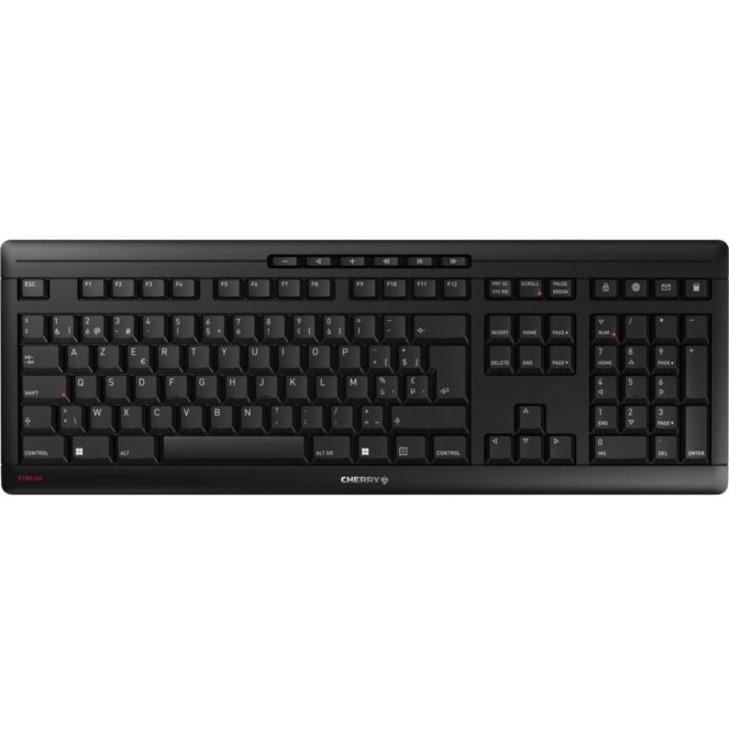 CHERRY STREAM Keyboard - Wireless Connectivity - USB Type A Interface - Belgian - Black