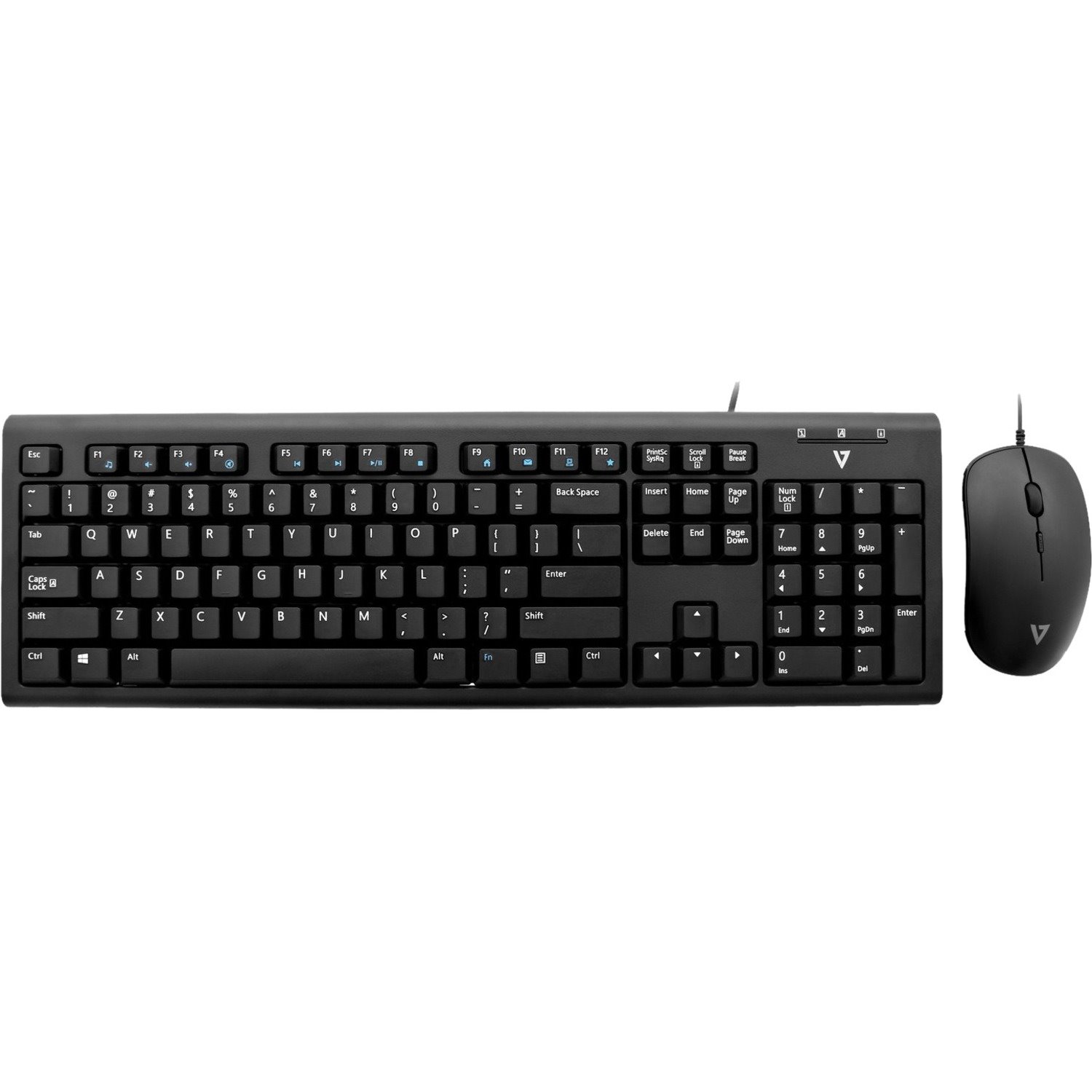 V7 CKU200USUSB Wired Keyboard and Mouse Combo - Black - US