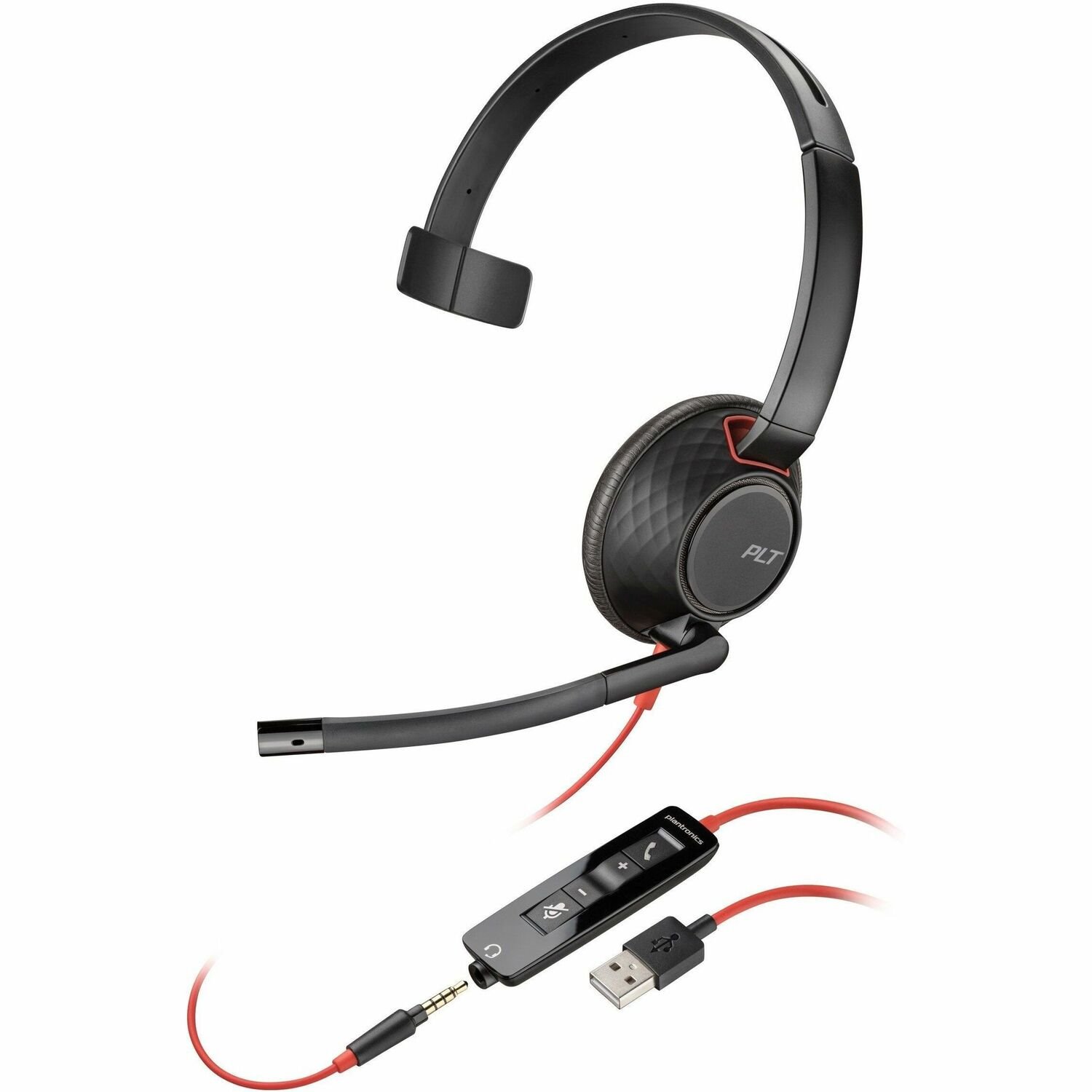 Poly Blackwire 5210 Wired On-ear, Over-the-head Mono Headset - Black