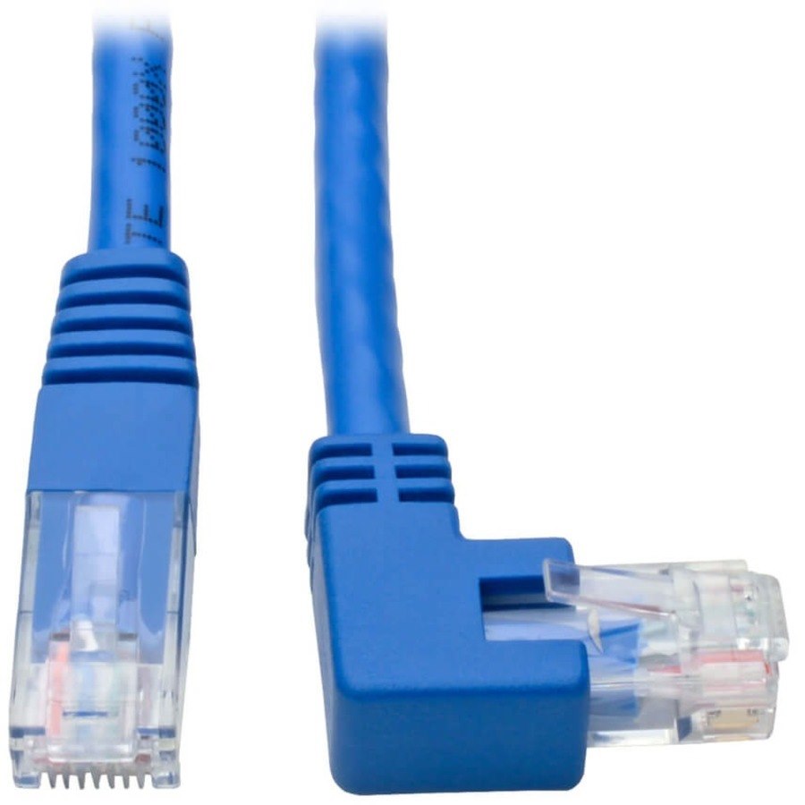 Eaton Tripp Lite Series Right-Angle Cat6 Gigabit Molded UTP Ethernet Cable (RJ45 Right-Angle M to RJ45 M), Blue, 1 ft. (0.31 m)