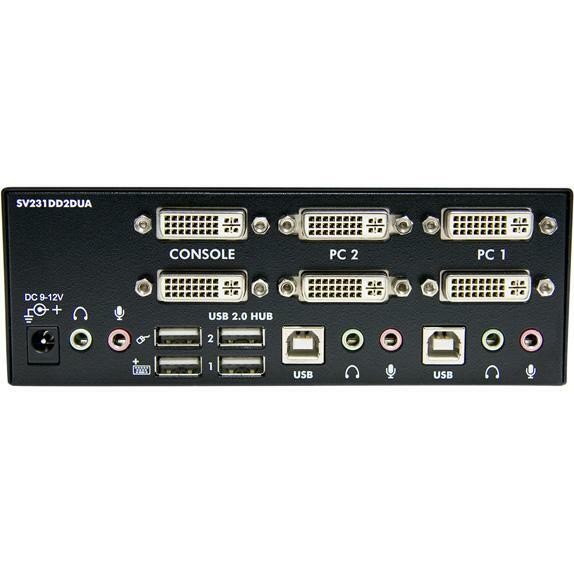 STARTECH 2 PORT DUAL DVI USB KVM SWITCH W/ AUDIO & USB HUB 3YR