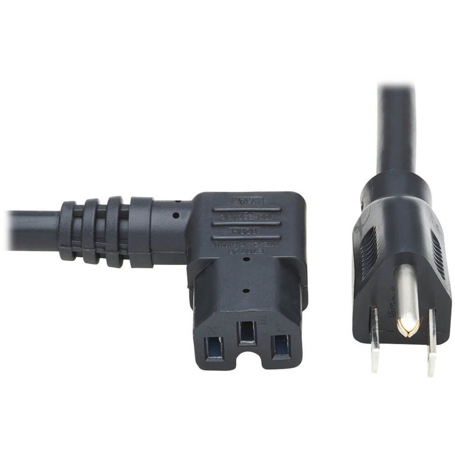 Eaton Tripp Lite Series Power Cord, NEMA 5-15P to Right-Angle C15 - Heavy-Duty, 15A, 125V, 14 AWG, 8 ft. (2.43 m), Black