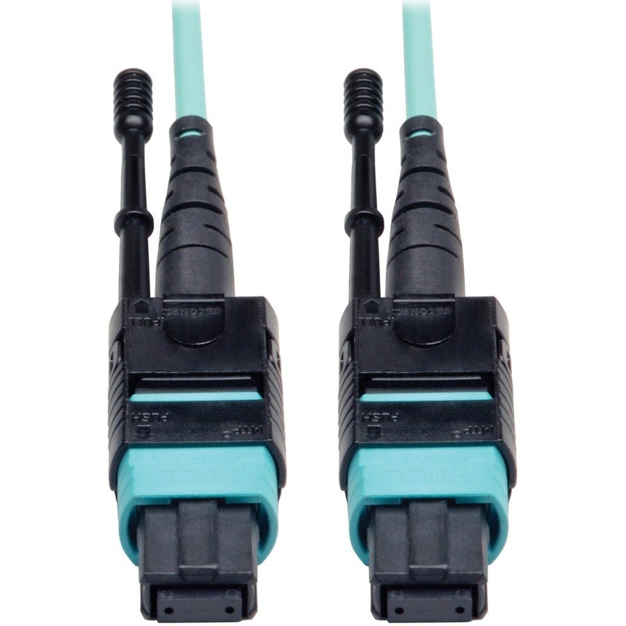 Eaton Tripp Lite Series MTP/MPO Patch Cable, 12 Fiber, 40GbE, 40GBASE-SR4, OM3 Plenum-Rated - Aqua, 5M (16 ft.)