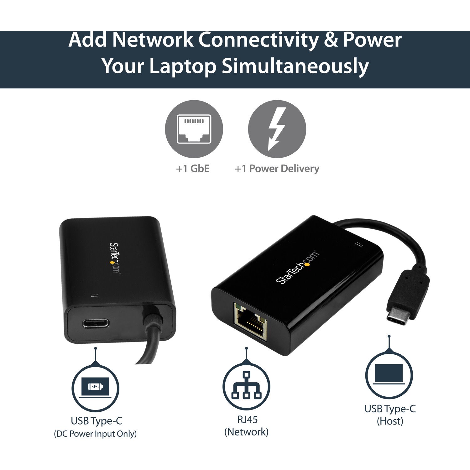 StarTech.com USB C to Gigabit Ethernet Adapter/Converter w/PD 2.0 - 1Gbps USB 3.1 Type C to RJ45/LAN Network w/Power Delivery Pass Through