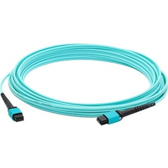 AddOn 10m MPO/UPC to MPO/UPC Aqua OM4 OFNR (Riser-Rated) 12-Strand Fiber Patch Cable