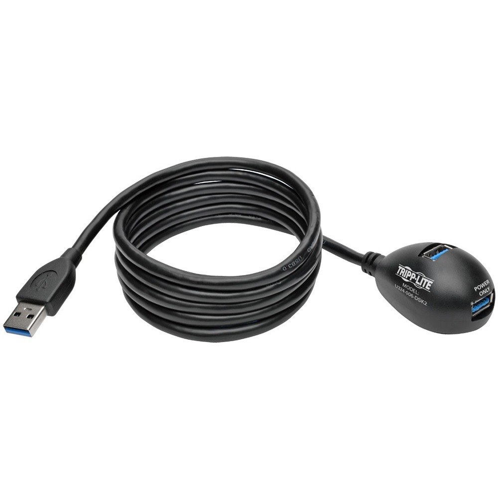 Eaton Tripp Lite Series 2-Port USB 3.0 SuperSpeed Desktop Extension Cable A (M/2xF), 6 ft. (1.83 m)