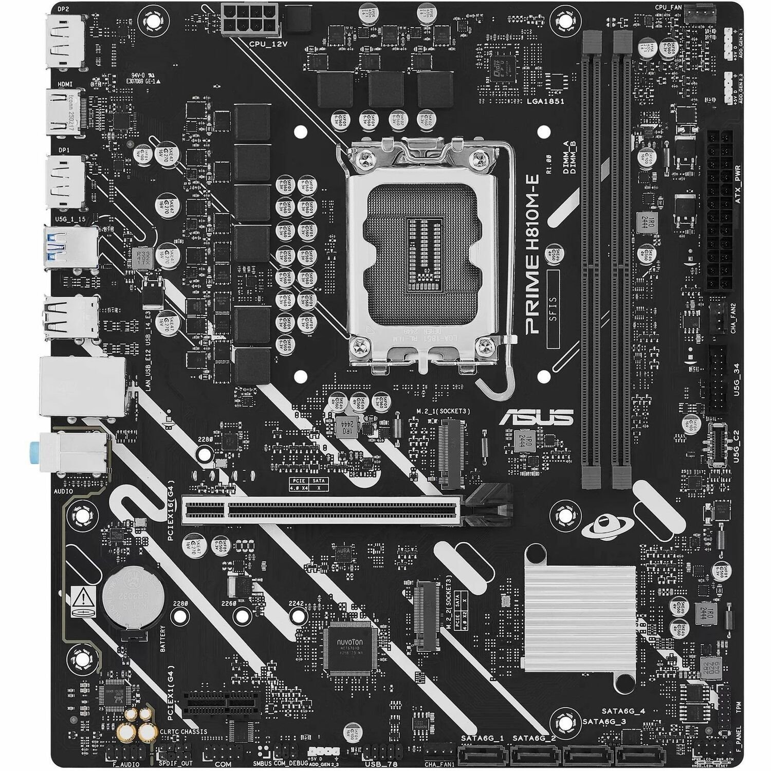 Asus Prime H810M-E-CSM Desktop Motherboard - Intel H810 Chipset - Socket LGA-1851 - Micro ATX