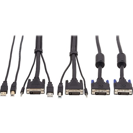 Eaton Tripp Lite Series DVI KVM Cable Kit - DVI, USB, 3.5 mm Audio (3xM/3xM) + USB (M/M) + DVI (M/M), 10 ft. (3.05 m)
