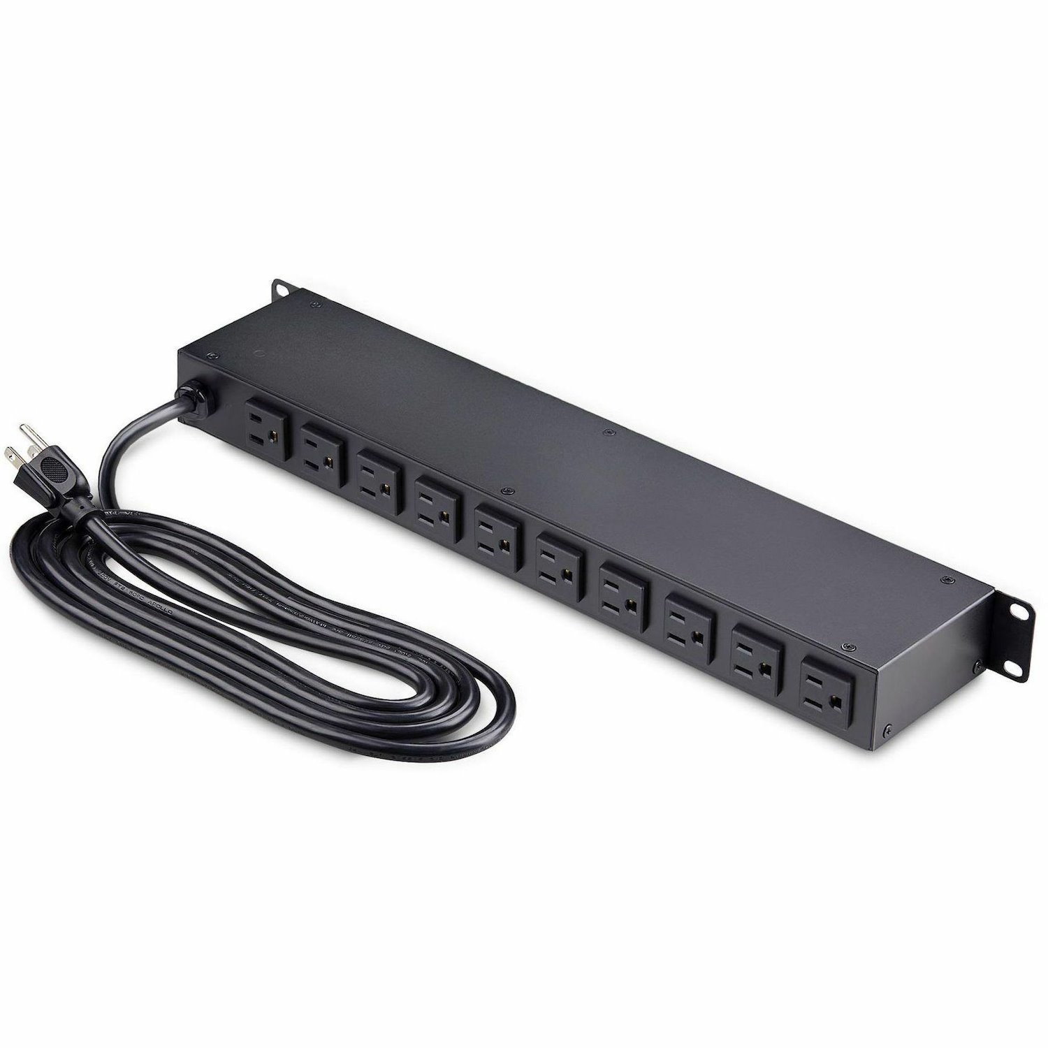 StarTech.com 12-Outlet Horizontal Rack Mount Metered PDU, 1U Server Power Strip w/Surge Protector, 125V/15A, 8ft (2.4m) Power Cord, TAA