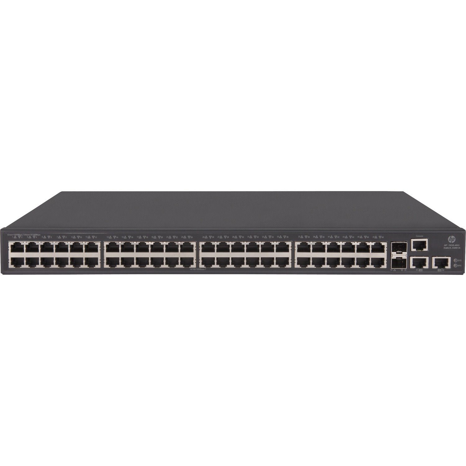 HPE 1950 1950-48G- 2SFP+-2XGT 50 Ports Manageable Ethernet Switch - Gigabit Ethernet, 10 Gigabit Ethernet - 10/100Base-TX, 10/100/1000Base-T, 10GBase-T, 10GBase-X