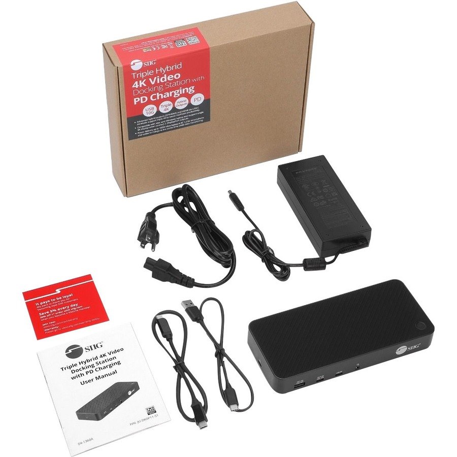 SIIG Triple Hybrid 4K Video Docking Station with PD Charging