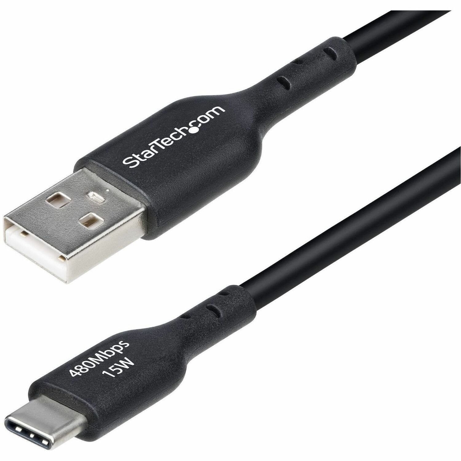 StarTech.com 15cm (6in) USB-A to USB-C Charging Cable, Charge & Sync, 3A, USB 2.0, TPE Jacket - Black USB Charging Cord