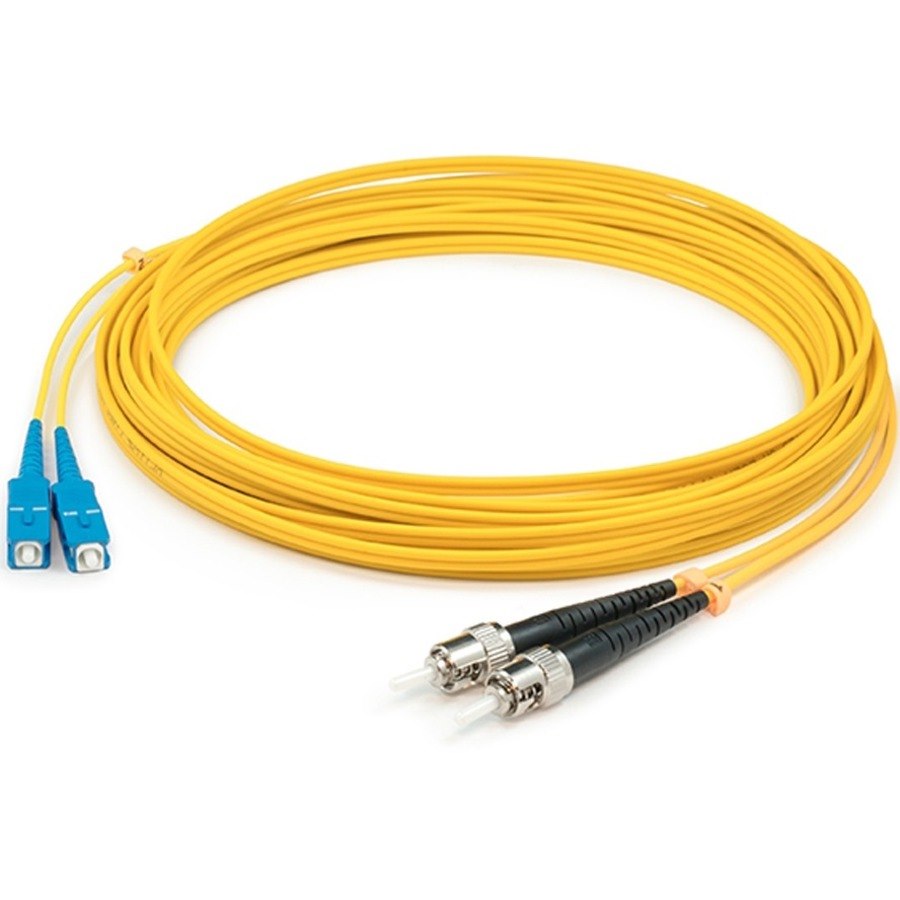 AddOn 10m ST to SC Yellow OS2 Duplex OFNR (Riser-Rated) SMF Fiber Patch Cable