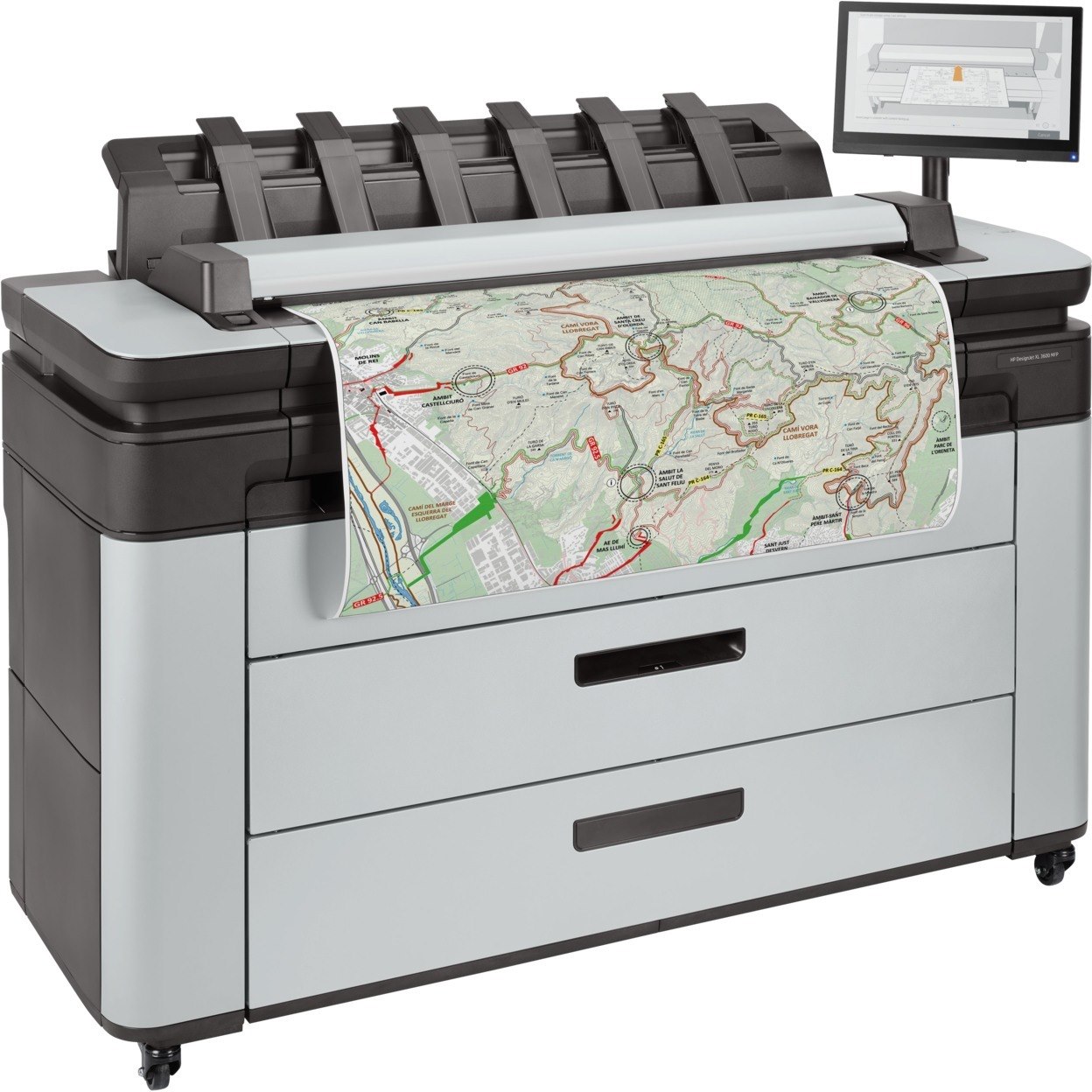 HP DesignJet XL 3600dr PostScript Inkjet Large Format Printer - Includes Printer, Scanner, Copier - 36" Print Width - Color