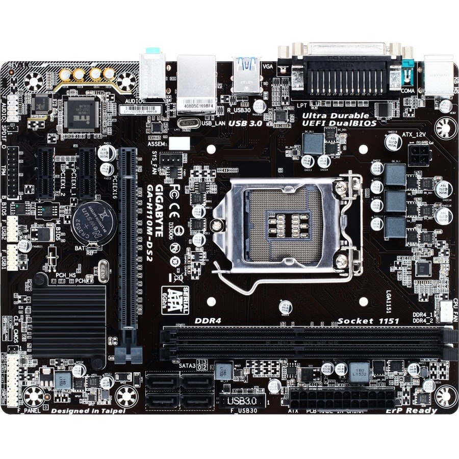 GIGABYTE1 Ultra Durable GA-H110M-DS2 Desktop Motherboard - Intel H110 Chipset - Socket H4 LGA-1151 - Micro ATX