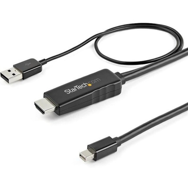 StarTech.com 6ft (2m) HDMI to Mini DisplayPort Cable 4K 30Hz - Active HDMI to mDP Adapter Cable with Audio - USB Powered - Video Converter