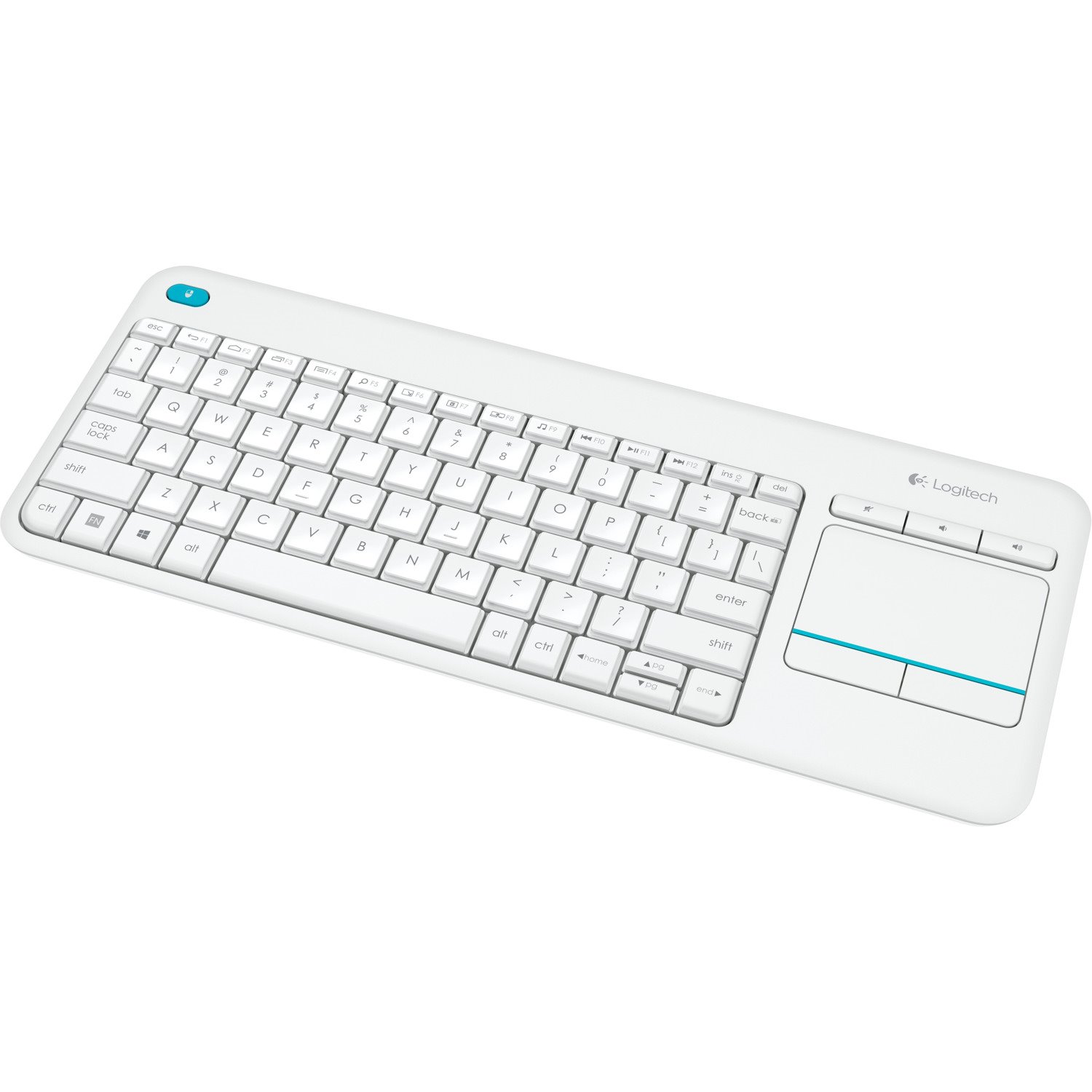 Logitech K400 Plus Keyboard - Wireless Connectivity - USB Interface - TouchPad - QWERTY Layout - White