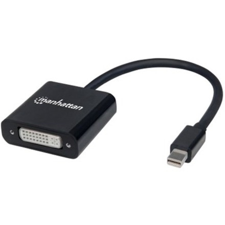 Mini DisplayPort 1.2a to DVI-I Dual-Link Adapter Cable, 4K@30Hz, Active, 19.5cm, Male to Female, Compatible with DVD-D, Black, Three Year Warranty, Polybag