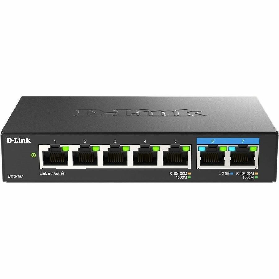 D-Link DMS-107 7 Ports Ethernet Switch - Gigabit Ethernet, 2.5 Gigabit Ethernet - 10/100/1000Base-T, 2.5GBase-T