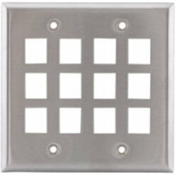 Hubbell SSF212 Stainless Steel Plate, 2-Gang, 12-port