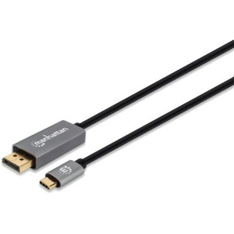 Manhattan USB-C to DisplayPort 1.4 Cable, 8K@60Hz, 3m, Male to Male, Black, Three Year Warranty, Polybag