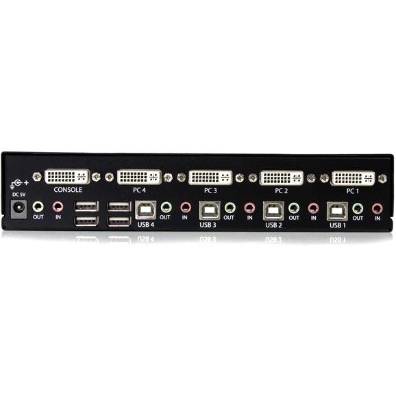 StarTech.com 4 Port DVI + USB KVM Switch with Audio - KVM switch - USB 2.0 Hub - 2 ports - 1 local user - 1U