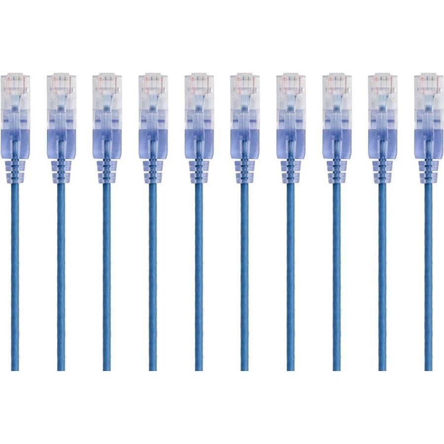 Monoprice 10-Pack, SlimRun Cat6A Ethernet Network Patch Cable, 5ft Blue