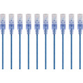 Monoprice 10-Pack, SlimRun Cat6A Ethernet Network Patch Cable, 10ft Blue