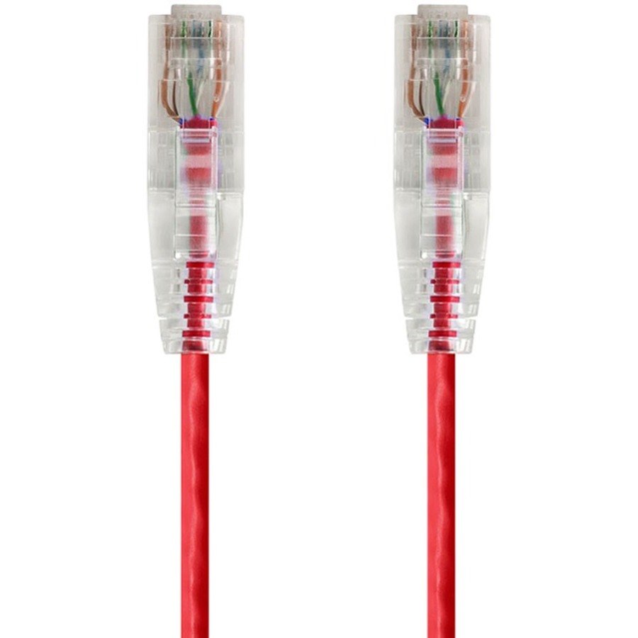 Monoprice SlimRun Cat6 28AWG UTP Ethernet Network Cable, 2ft Red