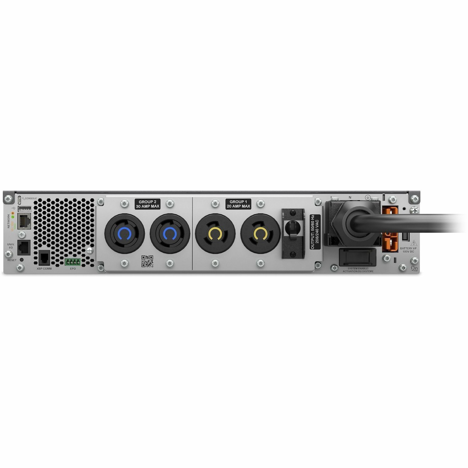 APC Smart-UPS Ultra On-Line, 5000VA, Lithium-ion, Rack/Tower 2U, 208V, 2 L6-20R + 2 L6-30R NEMA outlets, Network Card, Extended runtime, W/rail kit