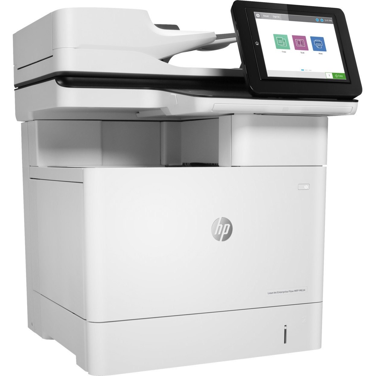 HP LaserJet M634h Laser Multifunction Printer-Monochrome-Copier/Scanner-52 ppm Mono Print-1200x1200 Print-Automatic Duplex Print-300000 Pages Monthly-650 sheets Input-Color Scanner-600 Optical Scan-Gigabit Ethernet