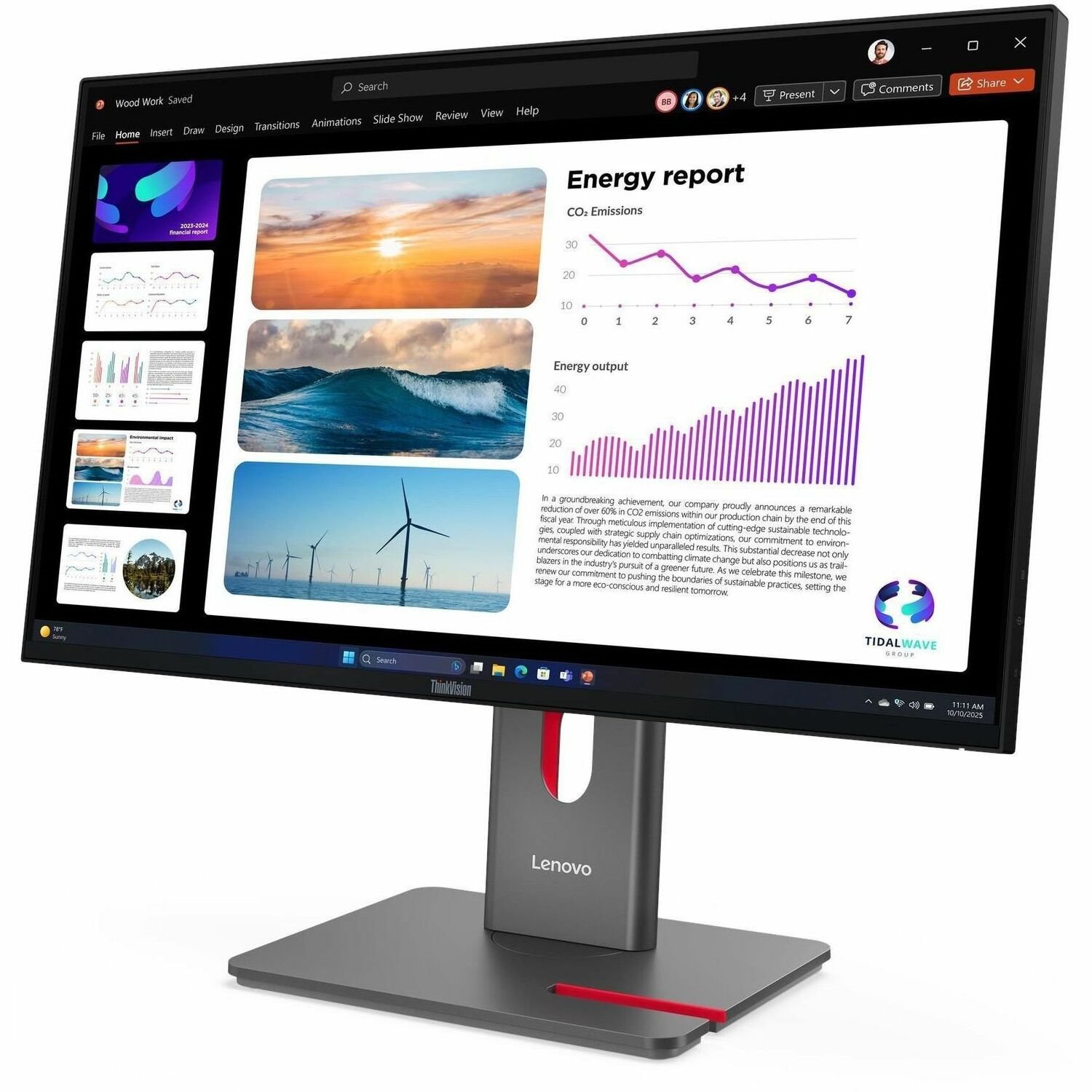 Lenovo ThinkVision P24Q-40 24" Class WQHD LED Monitor - 16:9 - Raven Black