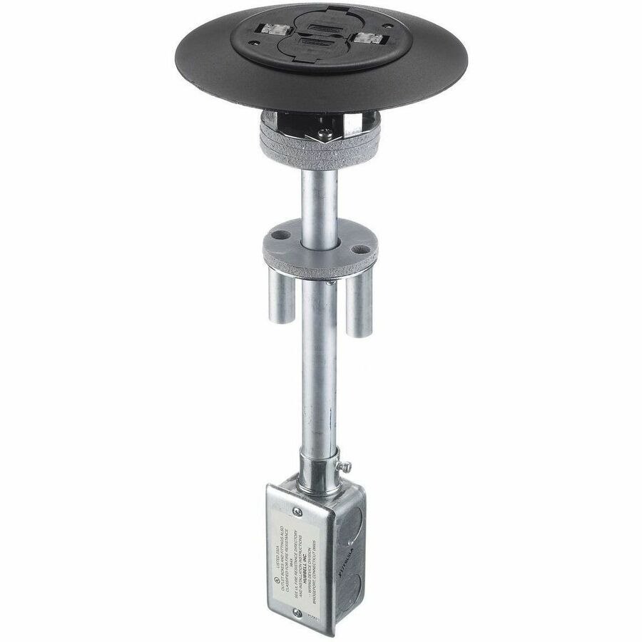 Hubbell Premise Wiring 2x2 Flush Duplex Series, Complete Unit, Isolated Ground, Black