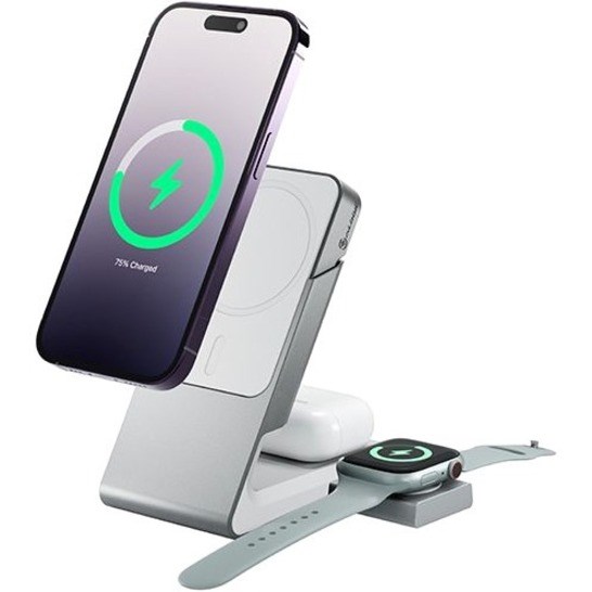 Alogic Matrix 3-in-1 Magnetic Charging Dock with Apple Watch Charger - White