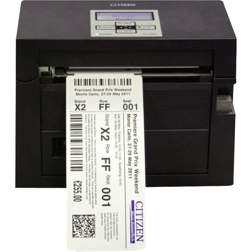 Citizen CL-S400DT Desktop Direct Thermal Printer - Monochrome - Label Print - Fast Ethernet - USB - Serial - Black