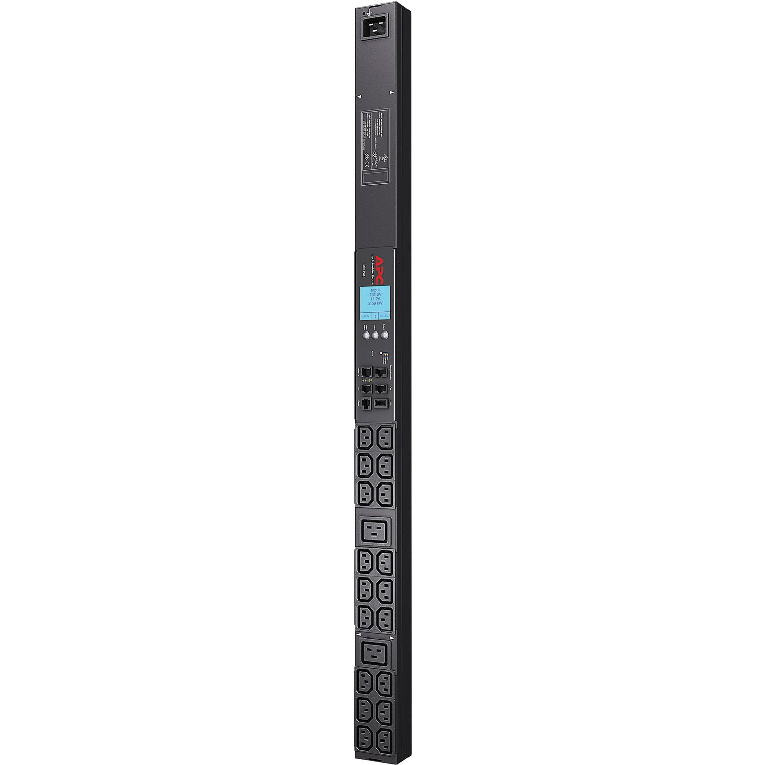 AP8858 APC by Schneider Electric PDU 2G, Metered, ZeroU, 20A/208V, 16A/230V, (18) C13 & (2) C19