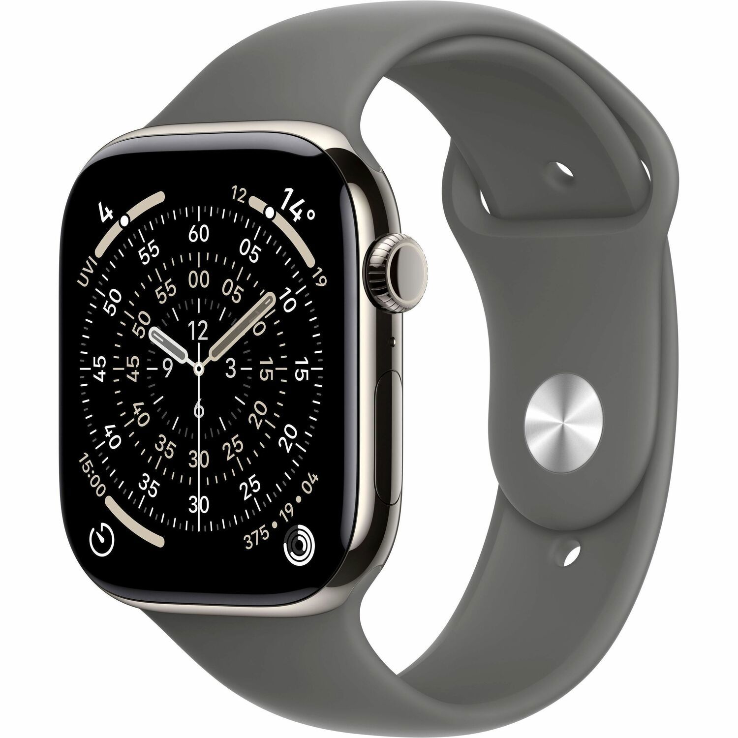 Apple Watch Series 11 Smart Watch - Natural Case Color - Stone Grey Band Color - Titanium Case Material - Rubber Band Material - Wireless LAN - 4G - LTE