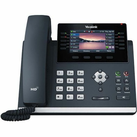 Yealink SIP-T46U SIP-T46U IP Phone - Corded - Corded/Cordless - Wi-Fi, Bluetooth - Wall Mountable - Classic Gray