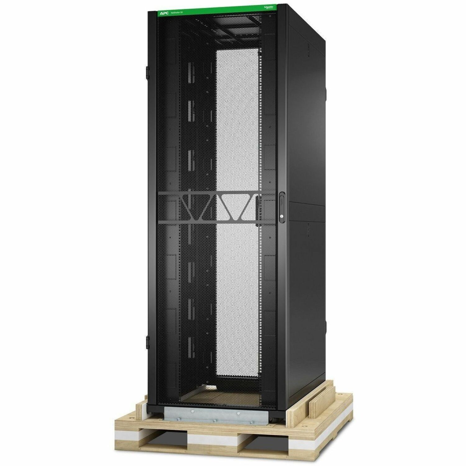 Schneider Electric NetShelter SX 48U Enclosed Cabinet Rack Mount Enclosure for Server, Rack, PDU, UPS, Transformer, Rack Shelf, Airflow System - 482.60 mm Rack Width - Black