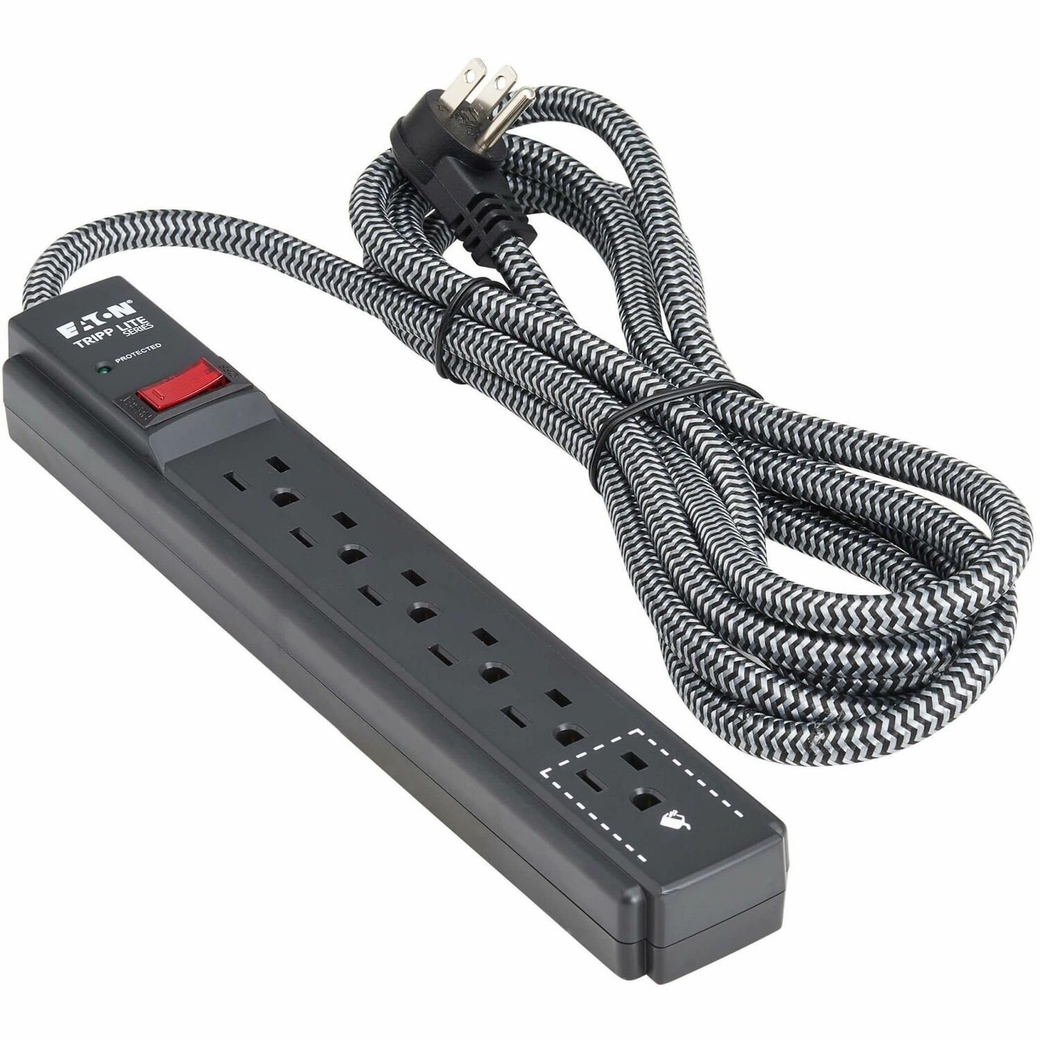 Eaton Tripp Lite Series Protect It! 6-Outlet Surge Protector - 5-15R Outlets, 1200 Joules, 10 ft. (3 m) Braided Cord, Black