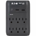 Eaton Tripp Lite Series Protect It! 6-Outlet Surge Protector - 5-15R Outlets, USB-C and USB-A Ports, 5-15P Direct Plug-In, 1080 Joules, Black