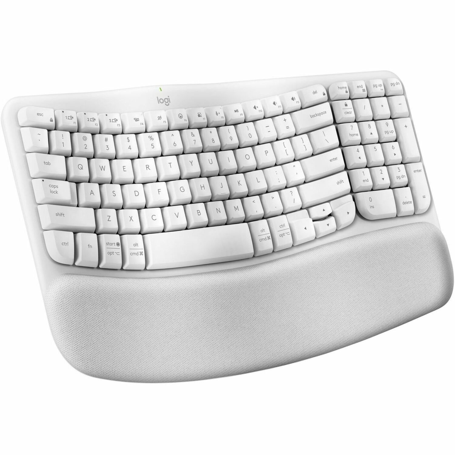 Logitech Wave Keys Wireless Ergonomic Keyboard with Cushioned Palm Rest, Comfortable Natural Typing, Easy-Switch, Off White