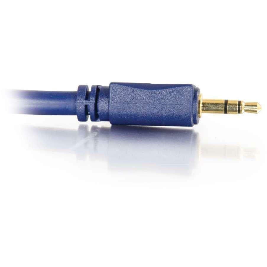 C2G 75ft 3.5mm Velocity Series Stereo Audio Cable - AUX Cable - Blue - M/M